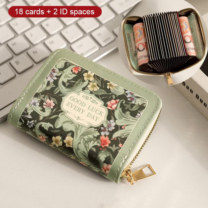 Kreative Mehrkarten-Geldbörsen RFID-Blockierung Ausweishalter Blumendruck Ausziehbares Visitenkartenetui Wasserdichte Geldbörse
