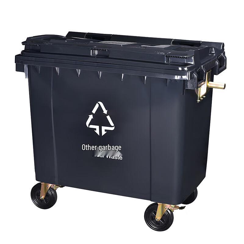 Outdoor Hand-Push Plastic Waste Bin Cart