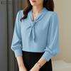 Women Casual V-Neck Solid Color 3/4 Sleeve Blouse