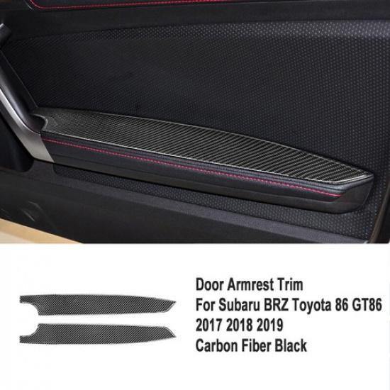 2x Carbon Fiber Front Door Armrest Cover Trim For Toyota 86 Subaru BRZ 2017-