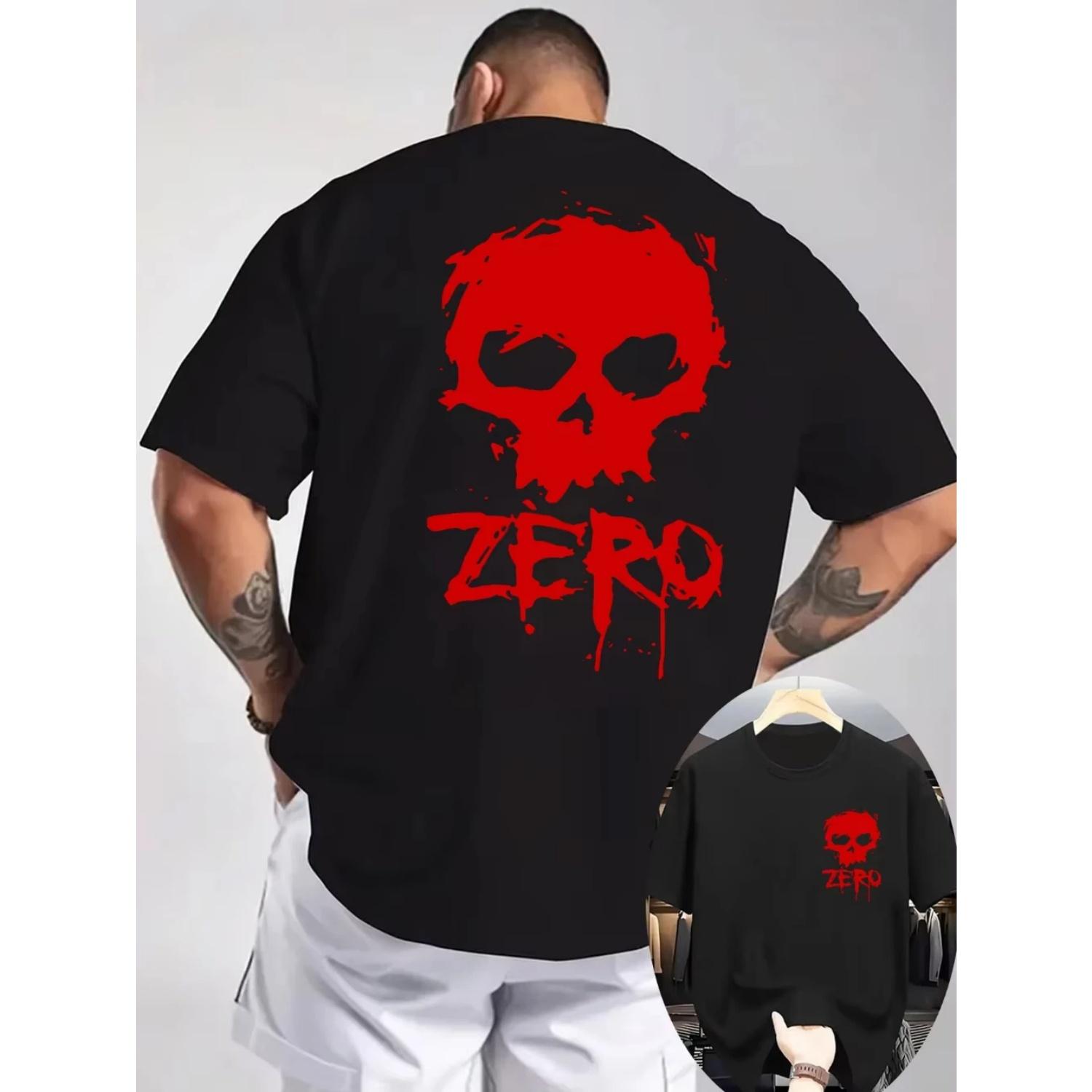 

High-Quality Soft Fiber Short-Sleeved Round-Neck Print Comfortable Loose-Fit T-Shirt Men S Casual Street Style S чёрный