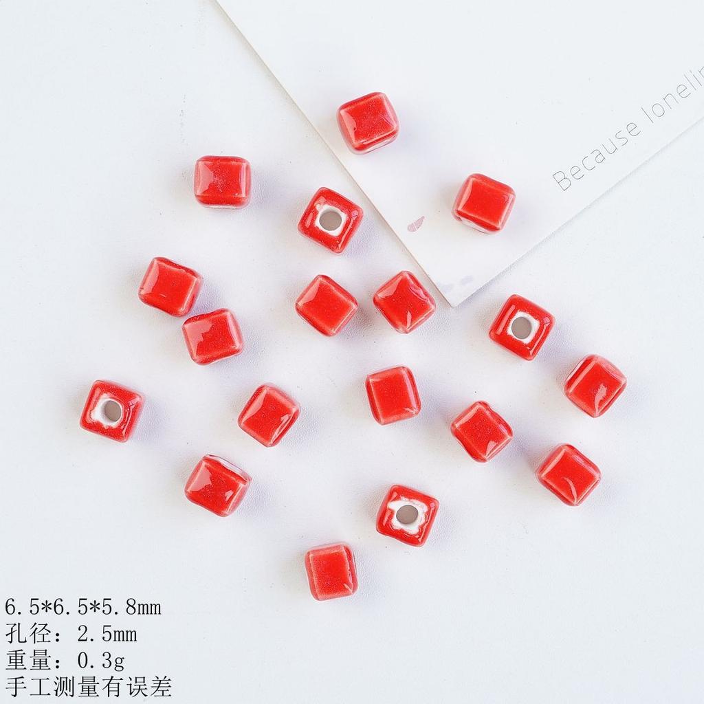 Ceramic Loose Beads Chinese Red Beads Handmade DIY Necklace Loose Beads Accessories