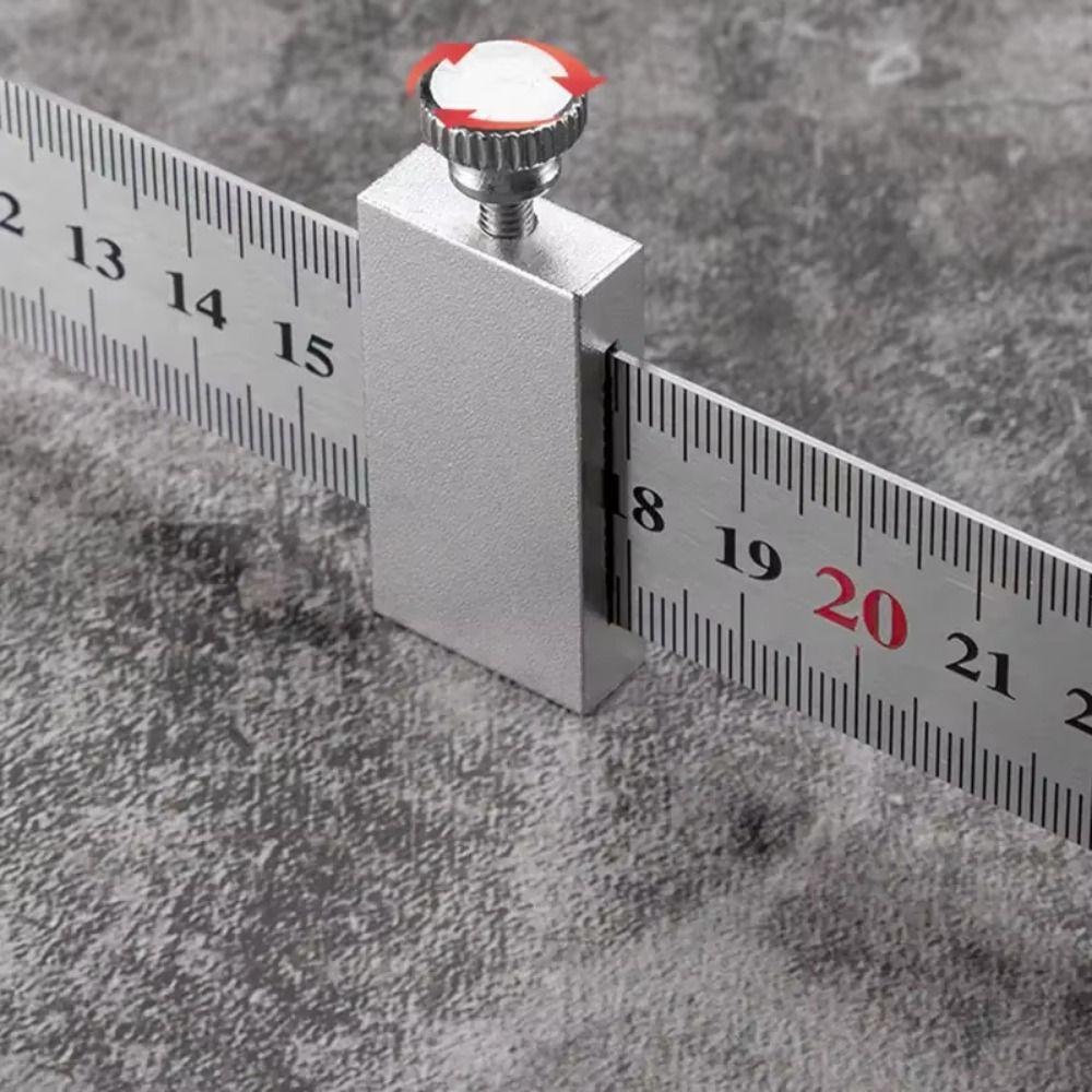 Metal Carpenter Woodworking Steel Ruler Clear Scale Heavy Duty Positioning Woodworking Square Precise Ruler Block