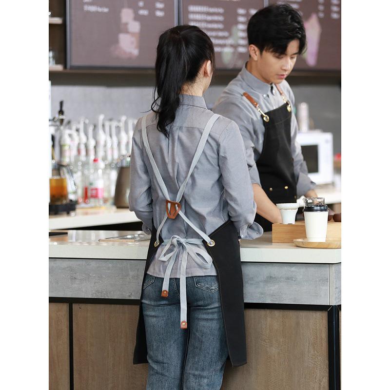 Anpassad Canvas Midjeförkläde - Barista, Mjölkte, BBQ, Catering Arbetskläder för Kvinnor