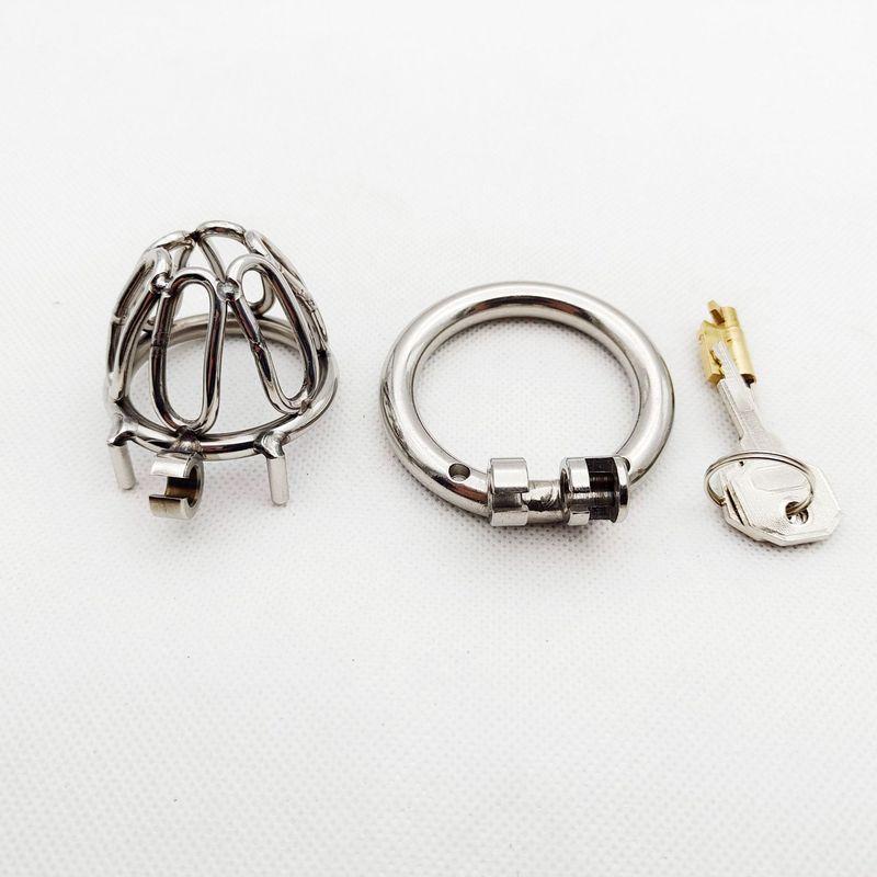 Stainless Steel Chastity Device Penis Cage Male Cock Cage with Lock Bondage Adult Sex Toys Men Scrotum Restraint Chastity Lock