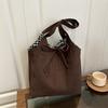 Street Style Dualside Brown Shoulder Bag With Tie Closure For Casual Use