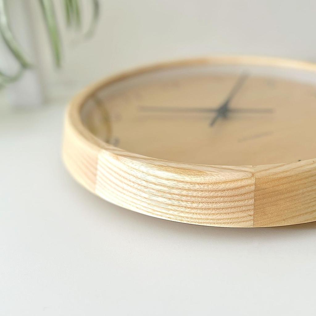 KATOMOKU Muku Clock 7, Natural Cypress Dial, km-83NARC, Wall Clock, Sweep Movement, 30.0cm Diameter (Radio-Controlled Clock)