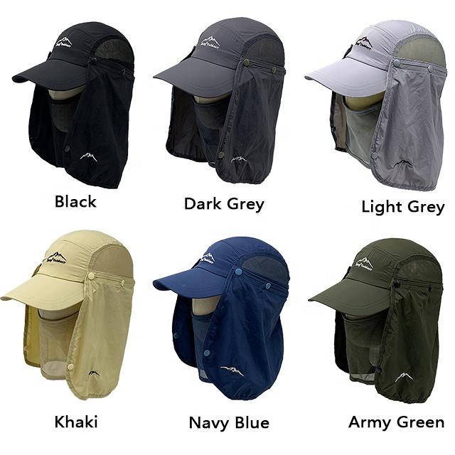Cartoon Portable Detachable Polyester Fishing Hat with Neck Cover & Flap UPF 50 UV Protection
