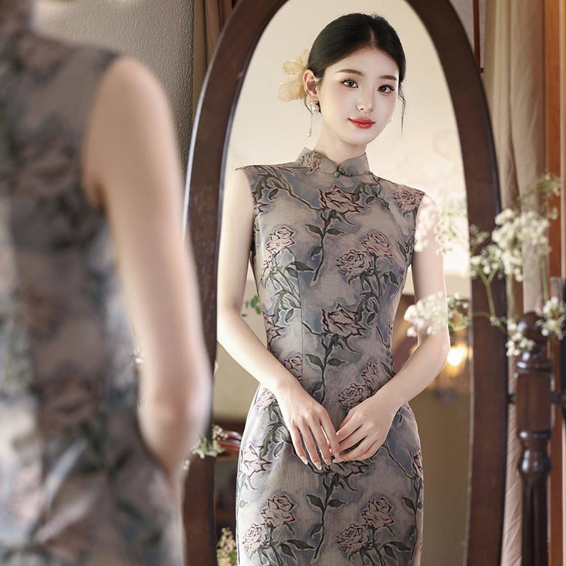 Sleeveless national style new Chinese daily wear Suzhou long cheongsam improved young 1011 new women's high sense