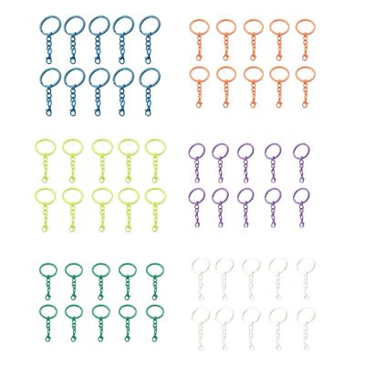 10 Peças Anéis de Chaveiro Coloridos de Metal com Correntes e Fechos para Chaves Porta-Chaves da Moda Acessórios de Joalheria
