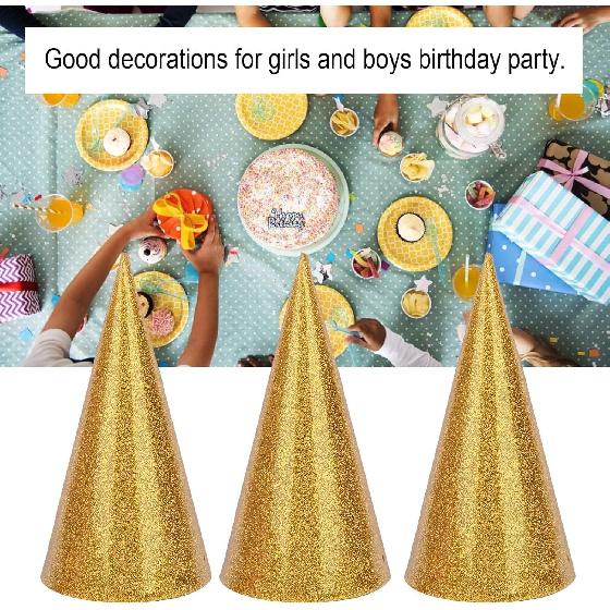 Partyhüte, 12 Stück Happy Birthday Hut Krone Glitzer Kegel Partyhut Party Kegelhüte Kegel