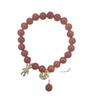 Women's Natural Red Agate Bracelet with Little Bear Fortune Tag - Original Chinese Style Hanfu Beaded Accessory
