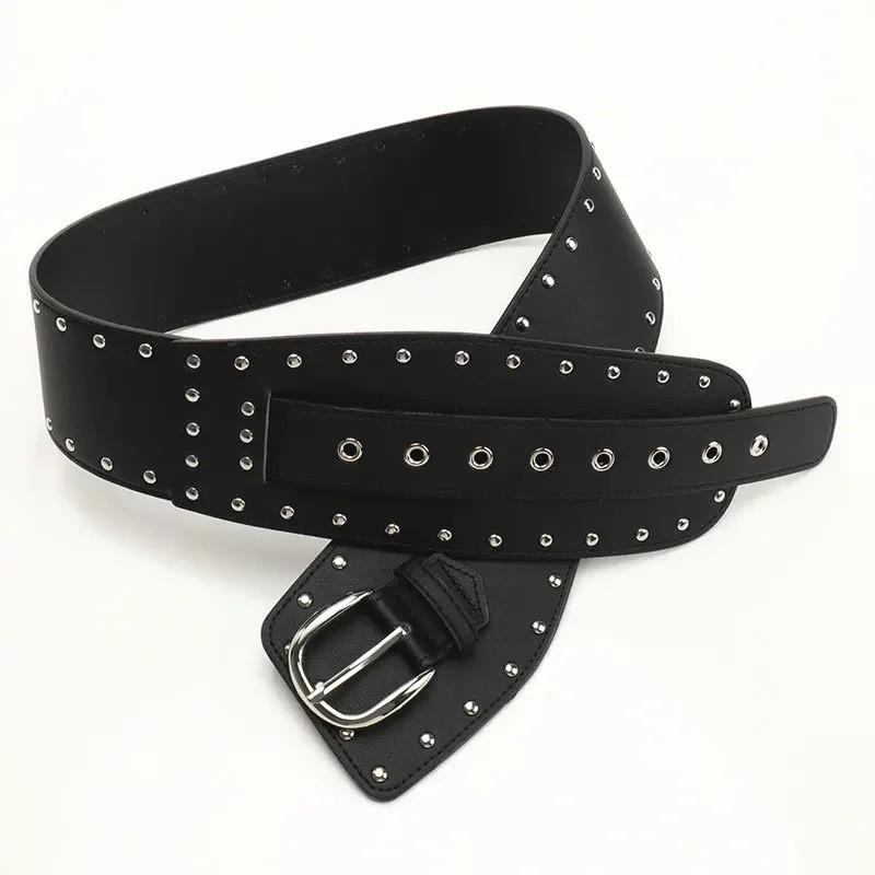 Vintage Irregular Wide Waist Belt With Alloy Buckle For Denim Pants Fashion Accessories