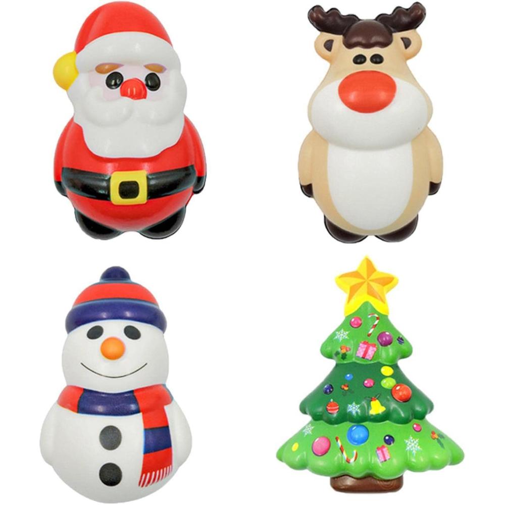 

Christmas Toys 4PCS Santa Claus Snowman Squishy Stress Balls Slow Rising Relief Toys Xmas Party Favors Gifts Stocking Stuffer