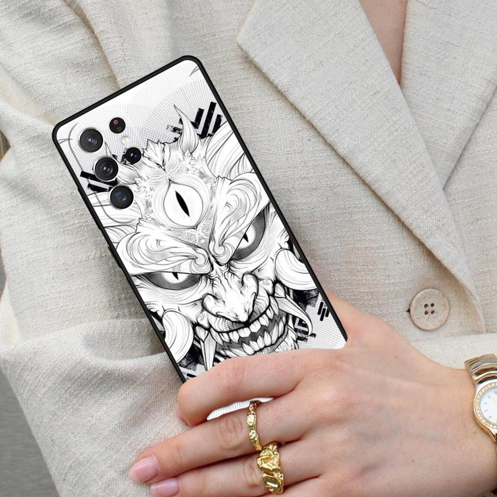 Japanese Oni Hannya Demon Mask SOFT Cell Phone Case for Samsung Galaxy S26 Ultra S25 S24 S23 S22 S21 S20 Note10 Cover
