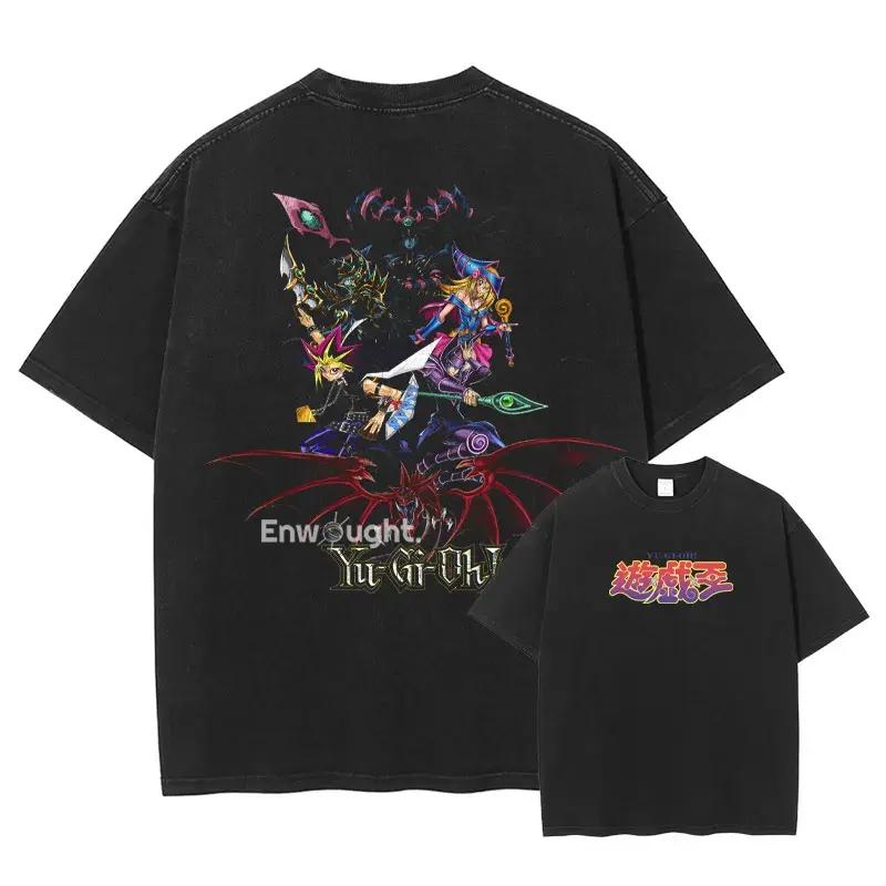 

Футболка Yu Gi Oh Аниме Манга Винтажная Выстиранная Футболка Топы Летняя Оверсайз Футболка с Коротким Рукавом Хлопковая Футболка Мужская Унисекс Повседневная Уличная Одежда 4XL
