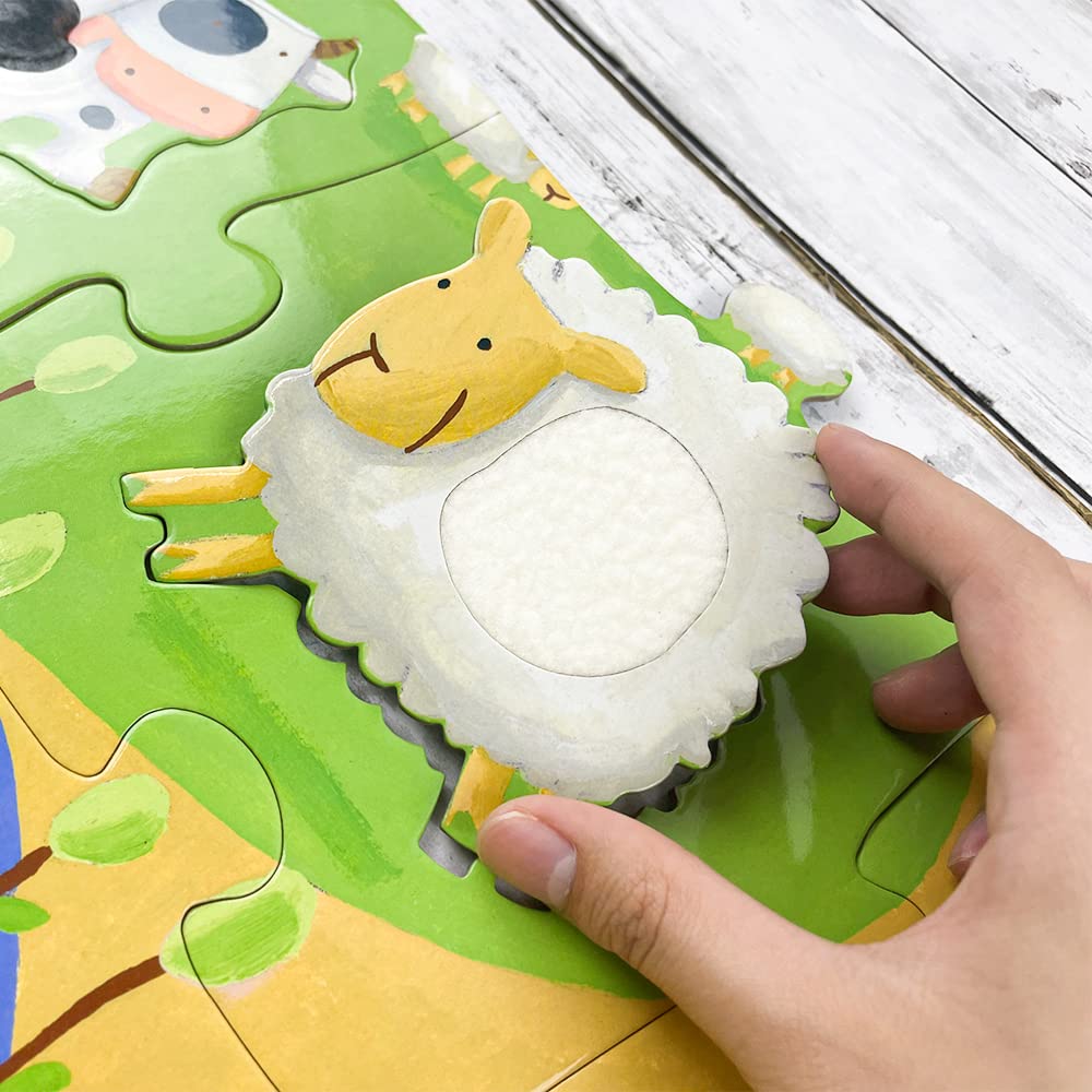 DJECO Giant Tactilofarm Jigsaw Puzzle 20 Pieces Giant Large Animal Develops Fine Motor Montessori Ages and Boys and Sports Autumn Nights - - -