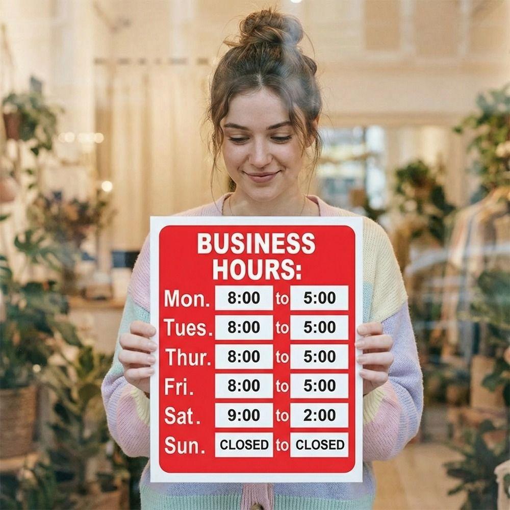 Self-Adhesive Business Hours Sticker Waterproof Open Close Time Sign  Glass Door Application