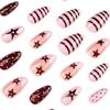 Le Fan Meijia French Almond Polka Dot & Star Rhinestone Faux Nails Set