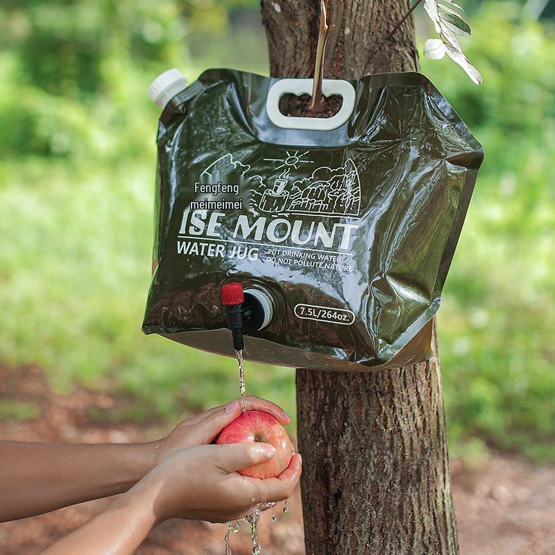 7.5L Folding Water Storage Bag with Valve - Large Capacity Portable Outdoor Water Bucket for Camping