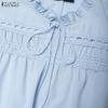 ZANZEA Women Casual Round Neck Short Sleeve Lace Patchwork Dress