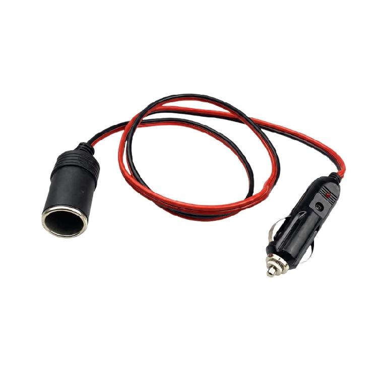 Vehicle Power Extension Cable with Male and Female Connectors, LED Power Indicator, and 12 V to 24 V Operation