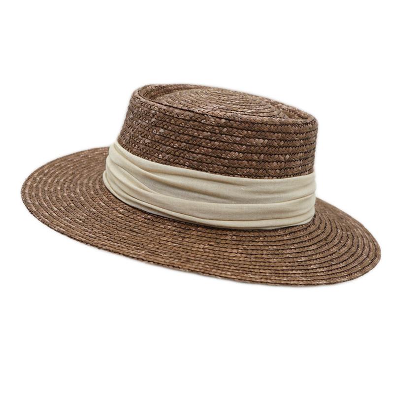 Brown Coffee Natural Straw Straw Hat For Men And Women French Retro Japanese Sunshade Sunscreen Beach Panama Top Hat Vacation