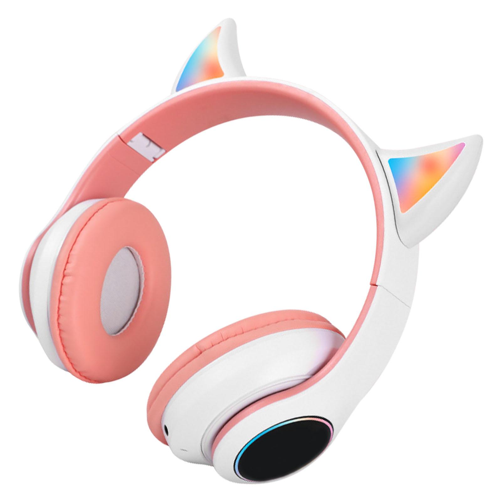 

Складані Bluetooth-навушники Hi-Fi зі світловим ефектом, легкі, зручні, милі, бездротова гарнітура, рожеві рожевий