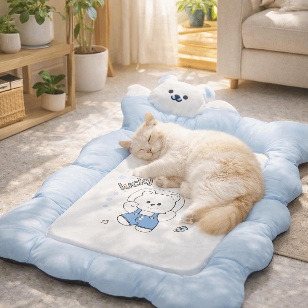 Breathable Dog Sofa Bed Cartoon Pattern Pet Cooling Mat Comfortable Pet Cool Cushion  Summer Season