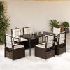 VidaXL Garden Dining Set and Cushions 7 Pcs Brown Rattan 3262975