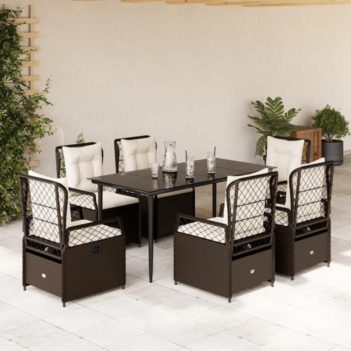 VidaXL Garden Dining Set and Cushions 7 Pcs Brown Rattan 3262975