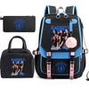 Katseye Girl Group Print 3-Piece Set Backpack, Color Block Anti-Gravity School Student Bookbag Large Capacity Lightweight Water-Resistant