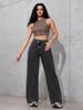 2025 Autumn High-Waisted Wide-Leg Washed Light-Color Casual Jeans