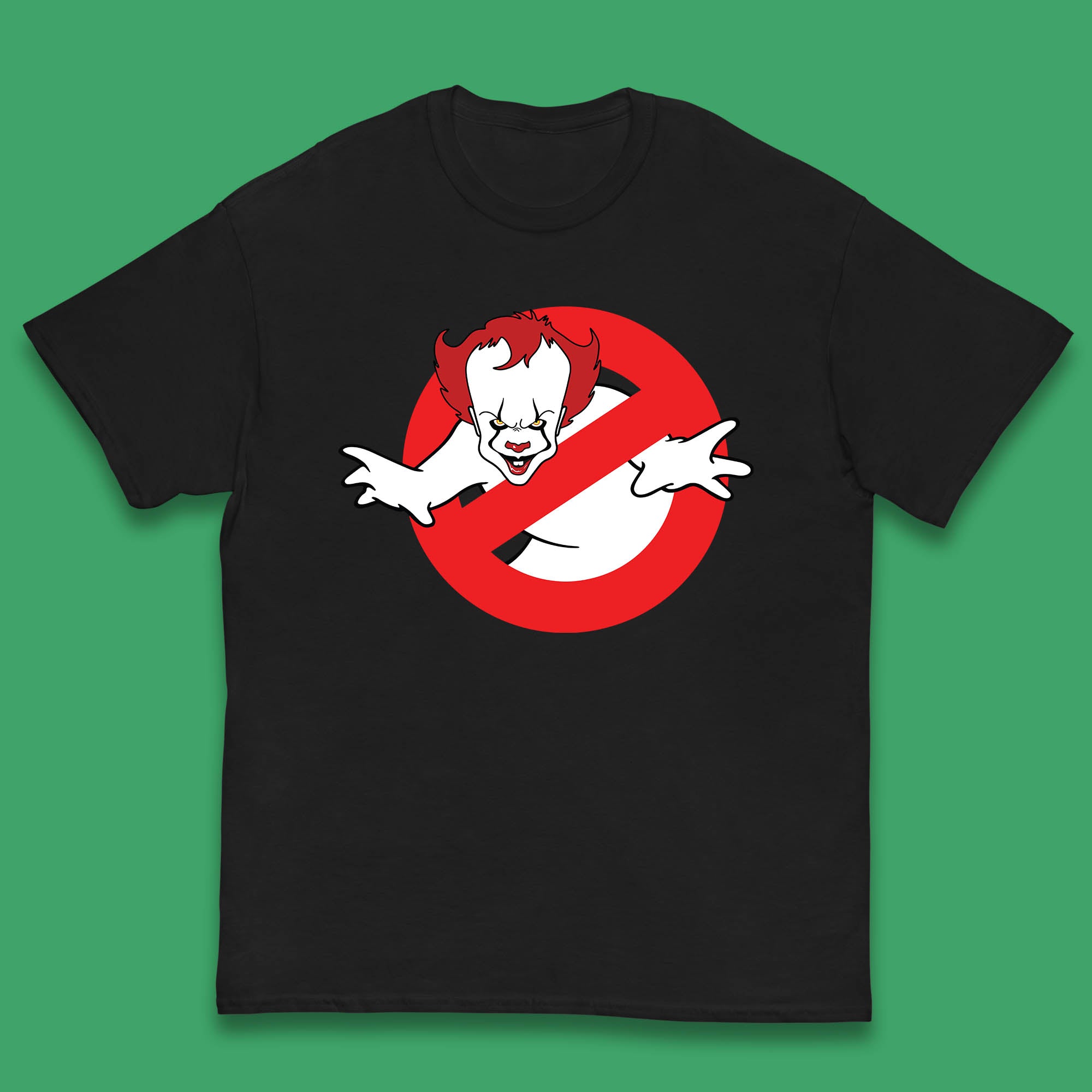 The Real Ghostbusters No Ghost Halloween IT Pennywise Clown Movie Mashup Parody Kids T Shirt 120