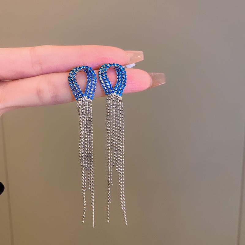 S925 Silbernadel Luxus Diamant Quaste Ohrstecker - Damenschmuck für Gesellschaftsdamen Hängeohrringe