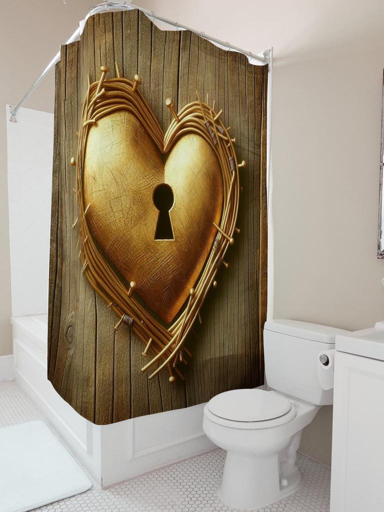 Rustic Heart Lock Shower Curtain | Unique and Romantic Bathroom Decor