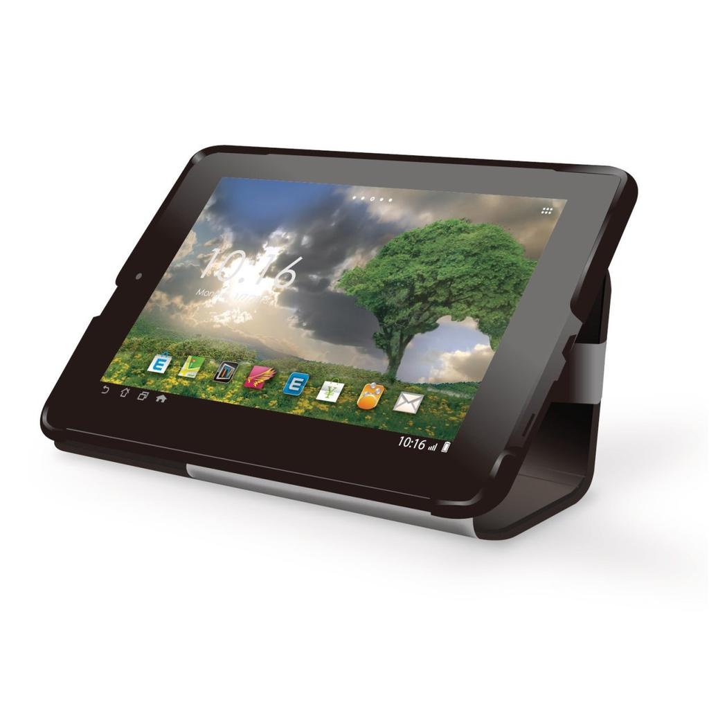 Elecom Weiche Lederhülle ASUS MeMO Pad ME172V mit Klappständer 2-stufig verstellbar Schwarz TB-ASM17APLFBK