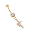 Wind new zircon full diamond design navel nail personalized cross design navel ring versatile navel buckle