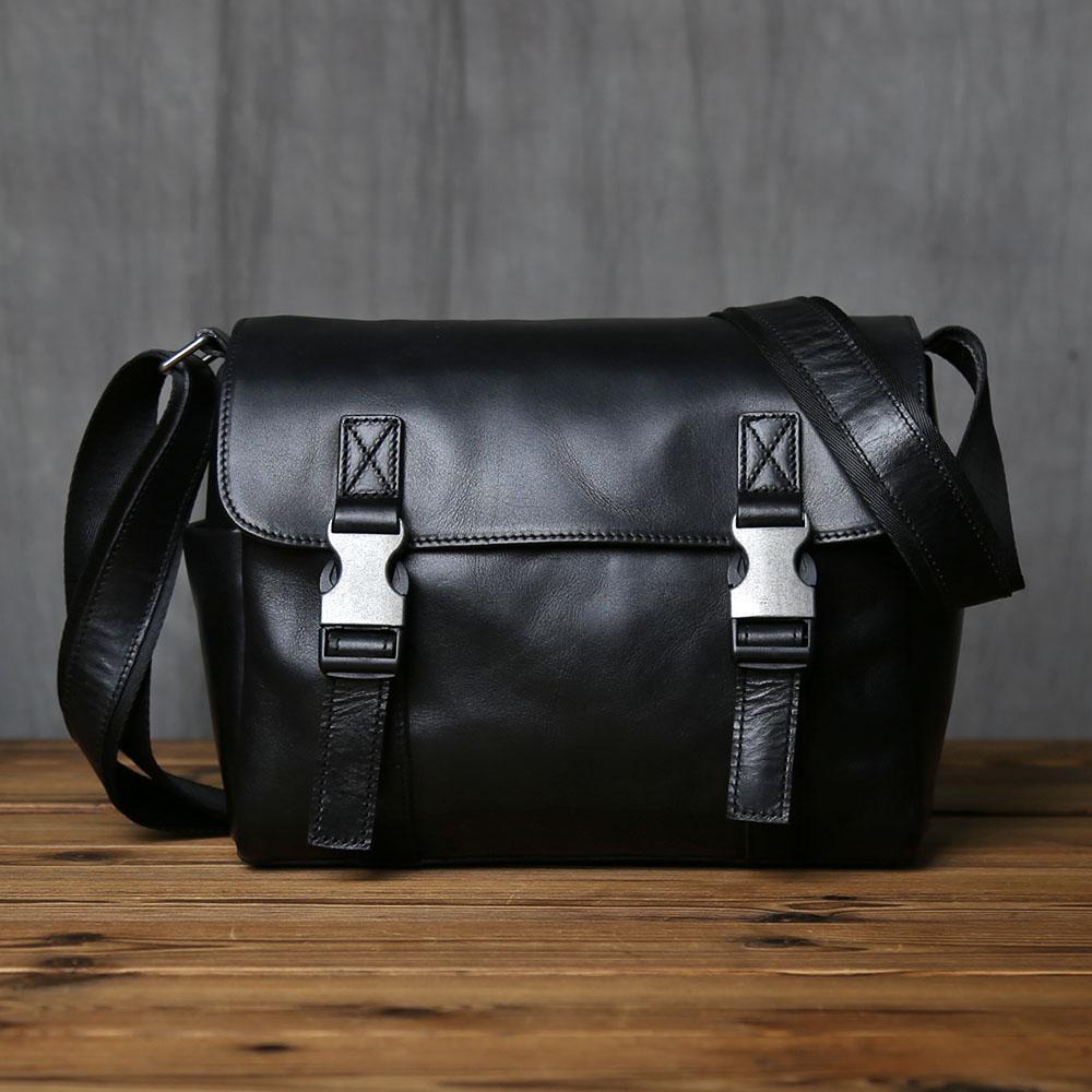 

NZPJ Men s Vintage Genuine Leather Shoulder Bag Top Layer Cowhide Crossbody Bag Casual Men s Bag For 10-Inch IPad чёрный