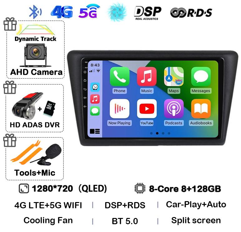 Android 14 WIFI+4G Car Radio For Skoda Rapid 2012 2013 2014 2015 2016 - 2020 Carplay Auto Multimedia GPS Video Player DSP Stereo