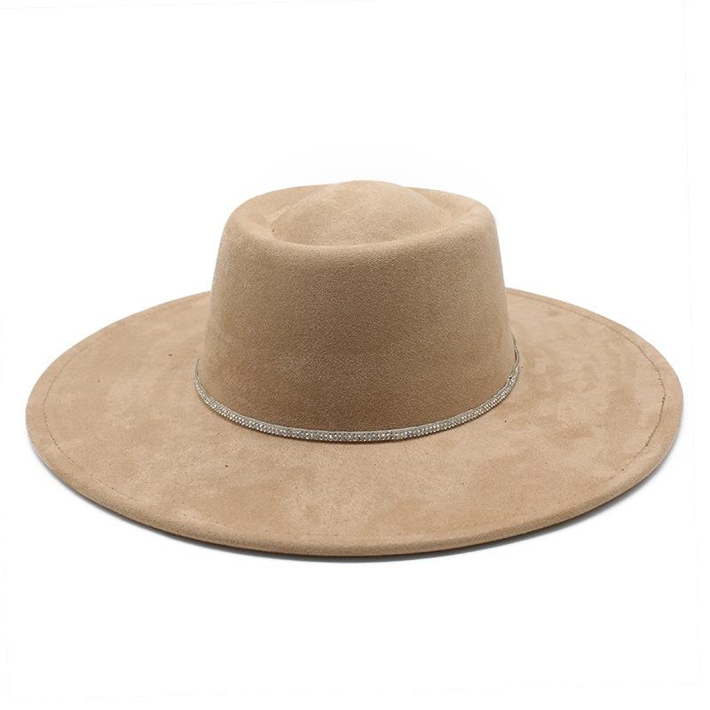 Suede Convex Top Hat Women'S Versatile British Vintage French Felt Hat Panama Eaves