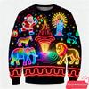 Maglione Brutto di Natale Stampa 3D Luce al Neon Finta per Donne Uomini Abbigliamento Buon Natale Pupazzo di Neve Divertente Babbo Natale Gesù Felpe Tuta