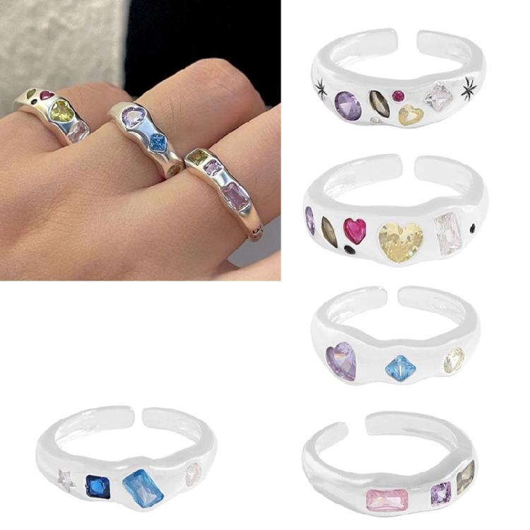 Sparkling Inlaid Zircon Ring Fashion Jewelry Promise Engagement Ring for Women