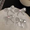 2Pcs/set Sweet Heart Silver Rhinestone Bow Hair Clip Metal Bangs Duckbill Side Clip for Girl Trendy Crystal Hair Accessories