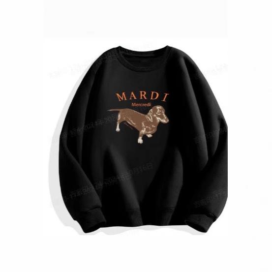 Korean Dachshund Print Sweatshirt 2024: Unisex Round Neck 320g Cotton, Kim Go-eun Inspired