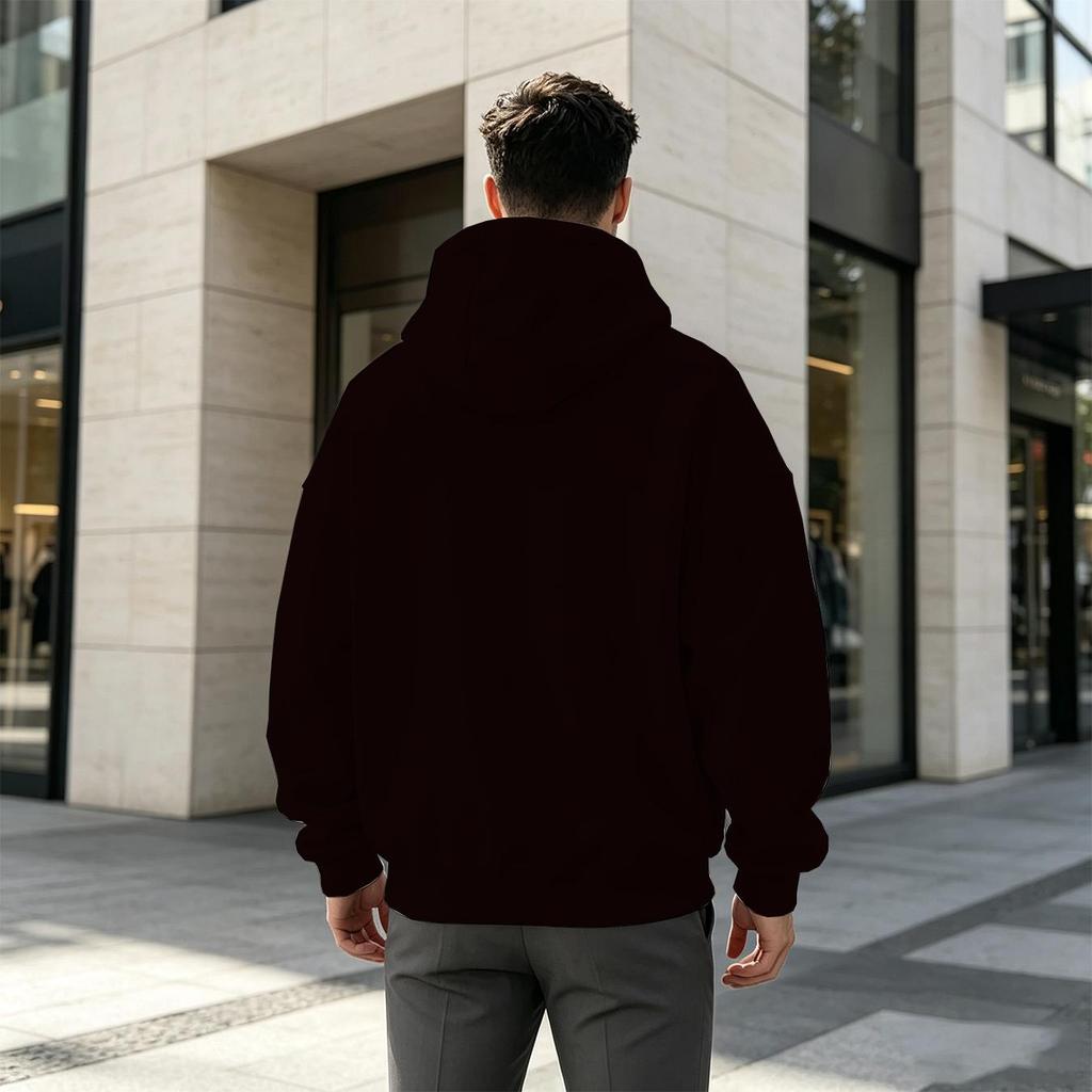 Men's 2D Print Cotton Hoodie, Breathable Loose Fit Casual Sweatshirt Perfect for Thanksgiving, Daily Outdoor Wear, Soft Comfortable Mens Hooded Pullov
