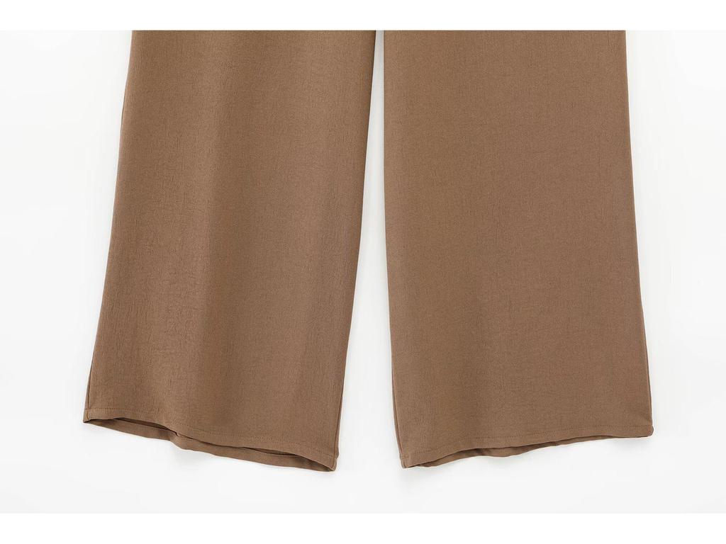 European & American Women's Drapey Lapel Shirt and Pants Set - Spring Casual Fashion