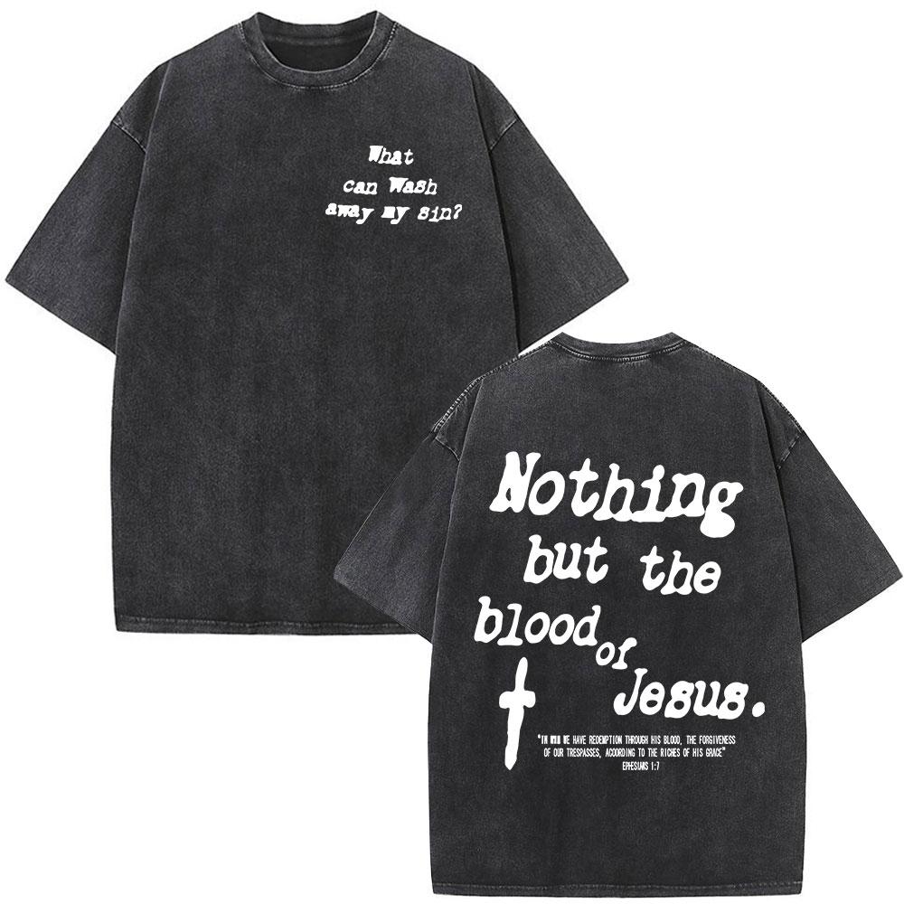 Christian Religious Jesus Forgive Them Father Bible Verse Vintage Acid Washed Tshirt Men Fashion Oversized T Shirts Streetwear