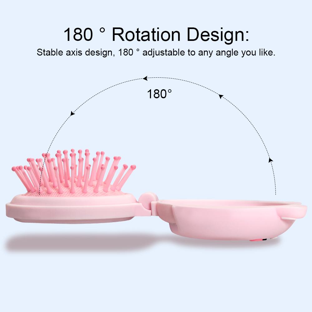 Mini Folding Mirror Comb Massage Anti Static Hair Brush Animal Shape Cute Air Cushion Comb Round Hair Styling Tool