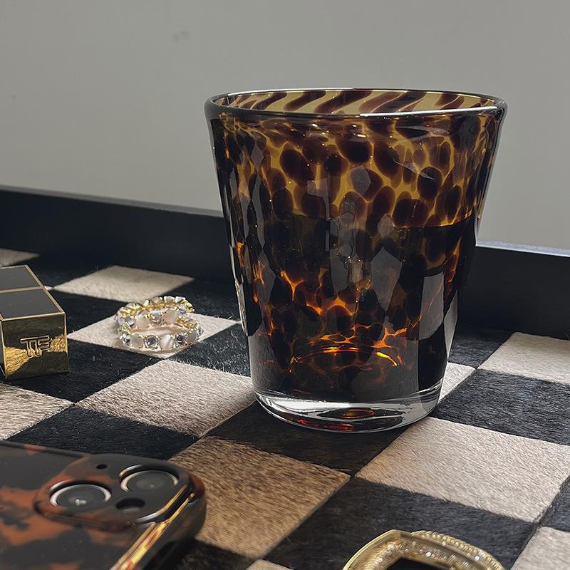 Tortoiseshell cup 1 piece glass leopard pattern water cup